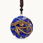 Lapislazuli Anhänger mit Horusauge an geflochtener Kordel