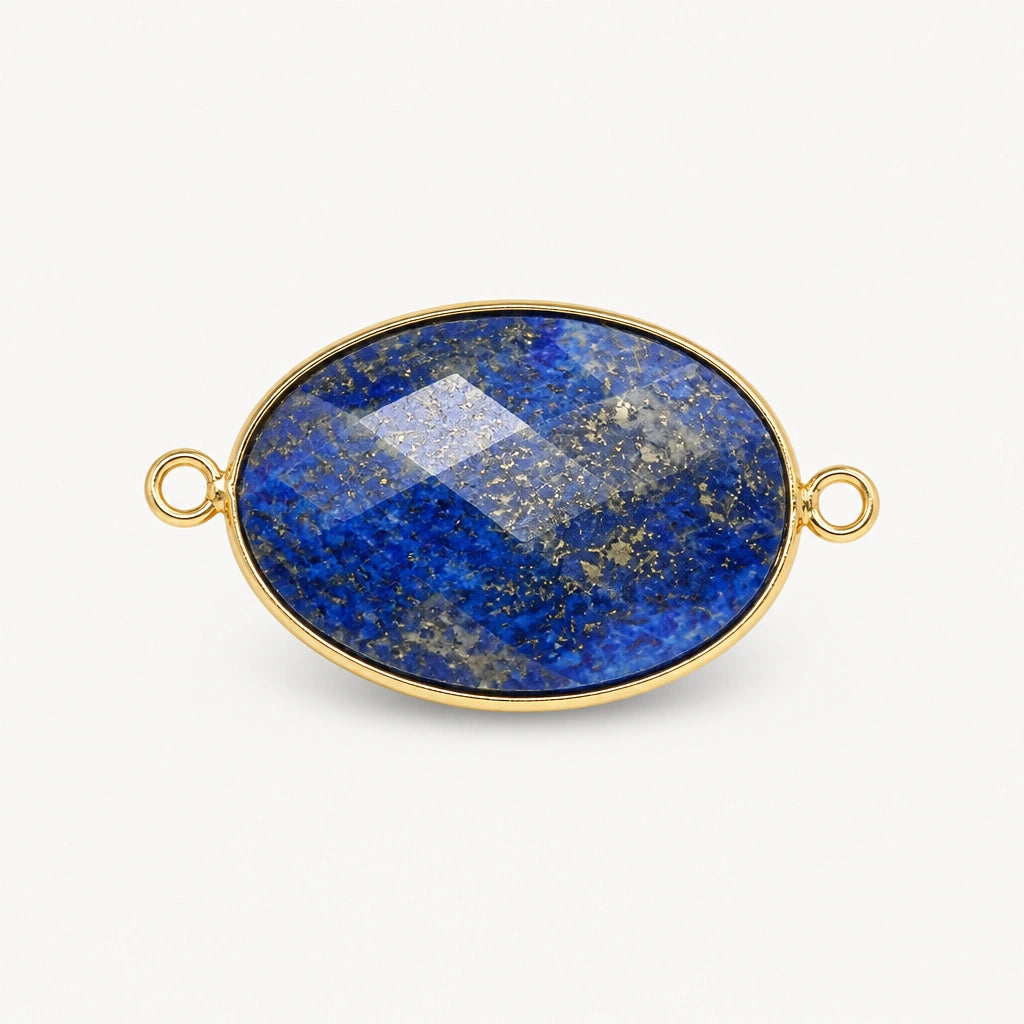 Lapislazuli Anhänger Gold mit ovalem Stein und zwei Ösen