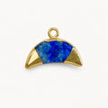 Lapislazuli Anhänger Gold in Halbmondform mit seitlichen Ösen