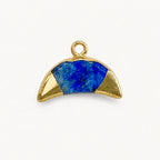 Lapislazuli Anhänger Gold in Halbmondform mit seitlichen Ösen