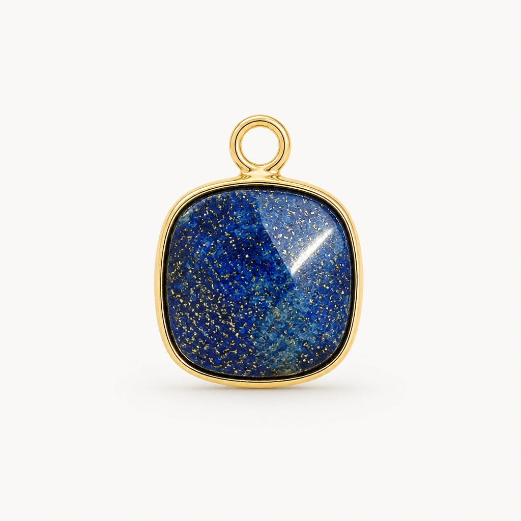 Lapislazuli Anhänger Gold mit facettiertem quadratischem Stein