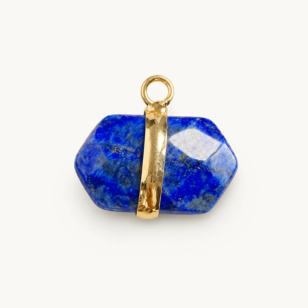Lapislazuli Anhänger mit unregelmäßigem Stein und goldenem Mittelband