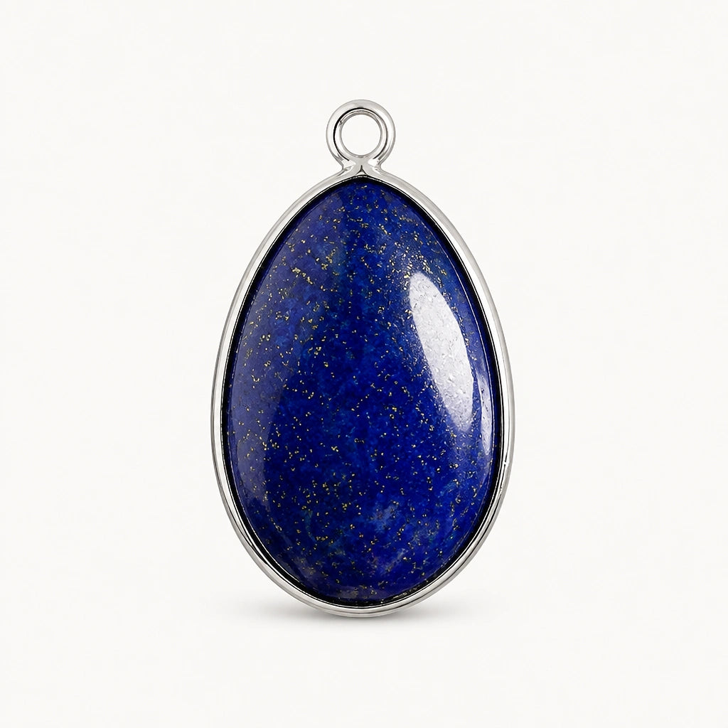 Lapislazuli Anhänger Silber mit großem tropfenförmigem Stein