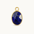 Lapislazuli Anhänger Gold mit kleinem ovalem Stein und zwei Ösen