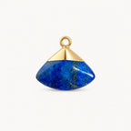 Lapislazuli Anhänger Gold in Fächerform mit vergoldeten Spitzen