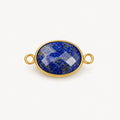 Lapislazuli Anhänger Gold mit ovalem facettiertem Stein und zwei Ösen