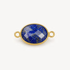 Lapislazuli Anhänger Gold mit ovalem facettiertem Stein und zwei Ösen