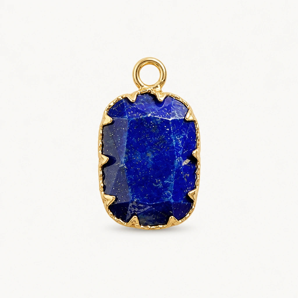 Lapislazuli Anhänger Gold mit rechteckigem Stein und gezackter Krappenfassung