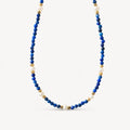 Lapislazuli Halskette mit blauen Perlen und weißen Perlenakzenten