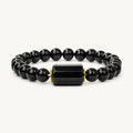 Schwarzes Onyx Armband mit rechteckiger Zierperle