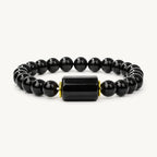 Schwarzes Onyx Armband mit rechteckiger Zierperle