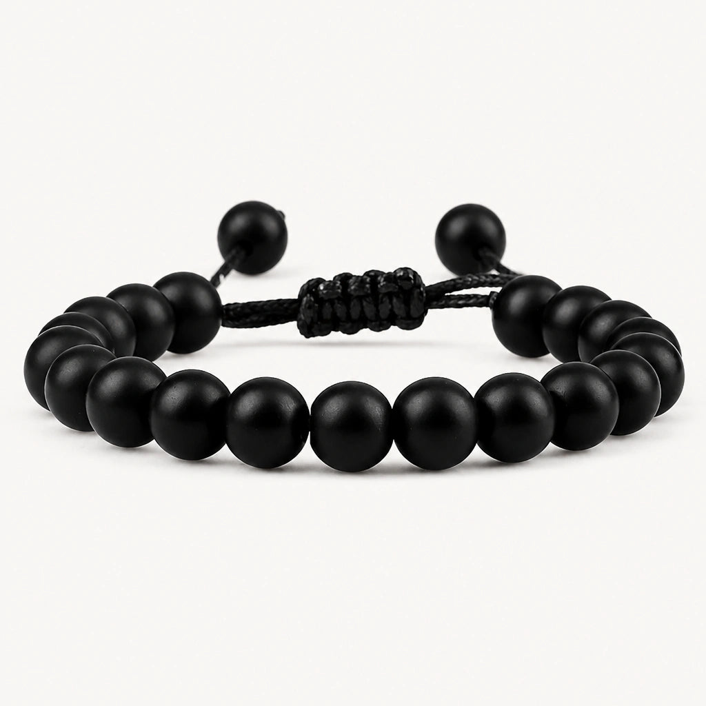 Mattes Onyx Armband mit verstellbarem Verschluss