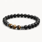 Onyx Armband mit facettierten Tigerauge-Perlen