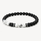 Onyx Armband mit weißen Howlith-Perlen