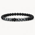 Onyx Armband mit Hämatit und silberfarbenen Akzenten