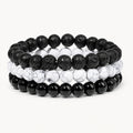 Onyx Armbänder Set mit Howlith und Lavastein