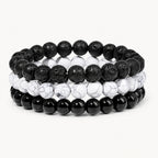 Onyx Armbänder Set mit Howlith und Lavastein