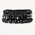 Schwarzes Onyx Armbänder Set mit Hämatit
