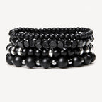 Schwarzes Onyx Armbänder Set mit Hämatit