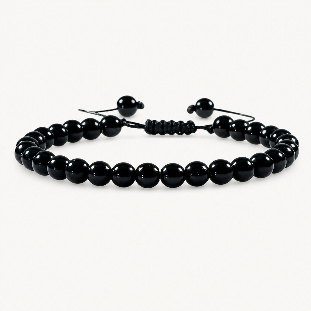 Onyx Armband mit glänzenden Perlen und Schiebeverschluss