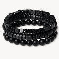 Schwarzes Onyx Armbänder Set mit geometrischen Perlen
