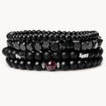 Onyx Armbänder Set mit roten Zierperlen
