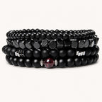 Onyx Armbänder Set mit roten Zierperlen