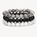Onyx Armbänder Set mit Map Stone und weißem Howlith