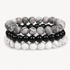 Onyx Armbänder Set mit Map Stone und weißem Howlith