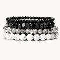 Schwarzes Onyx Armbänder Set mit Map Stone und Howlith