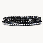 Onyx Armband Set mit Hämatit und glänzenden schwarzen Perlen