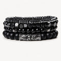 Onyx Armbänder Set mit Hämatit und verzierter Metallperle