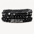 Onyx Armbänder Set mit Hämatit und verzierter Metallperle