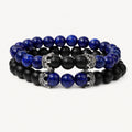 Onyx Armbänder Set mit blauem Lapislazuli und silberfarbenen Elementen