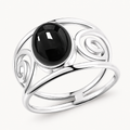 Onyx Ring aus 925er Silber mit Spiralornamenten