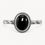 Onyx Ring aus 925er Silber mit gedrehter Ringschiene