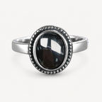 Onyx Ring aus 925er Silber mit Zackenrahmen