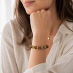 Tigerauge Perlenarmband mit drei Rohsteinen