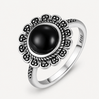Zarter Onyx Ring aus 925er Silber im Blumen-Design
