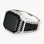 Onyx Siegelring aus 925er Silber mit Pavé-Schultern
