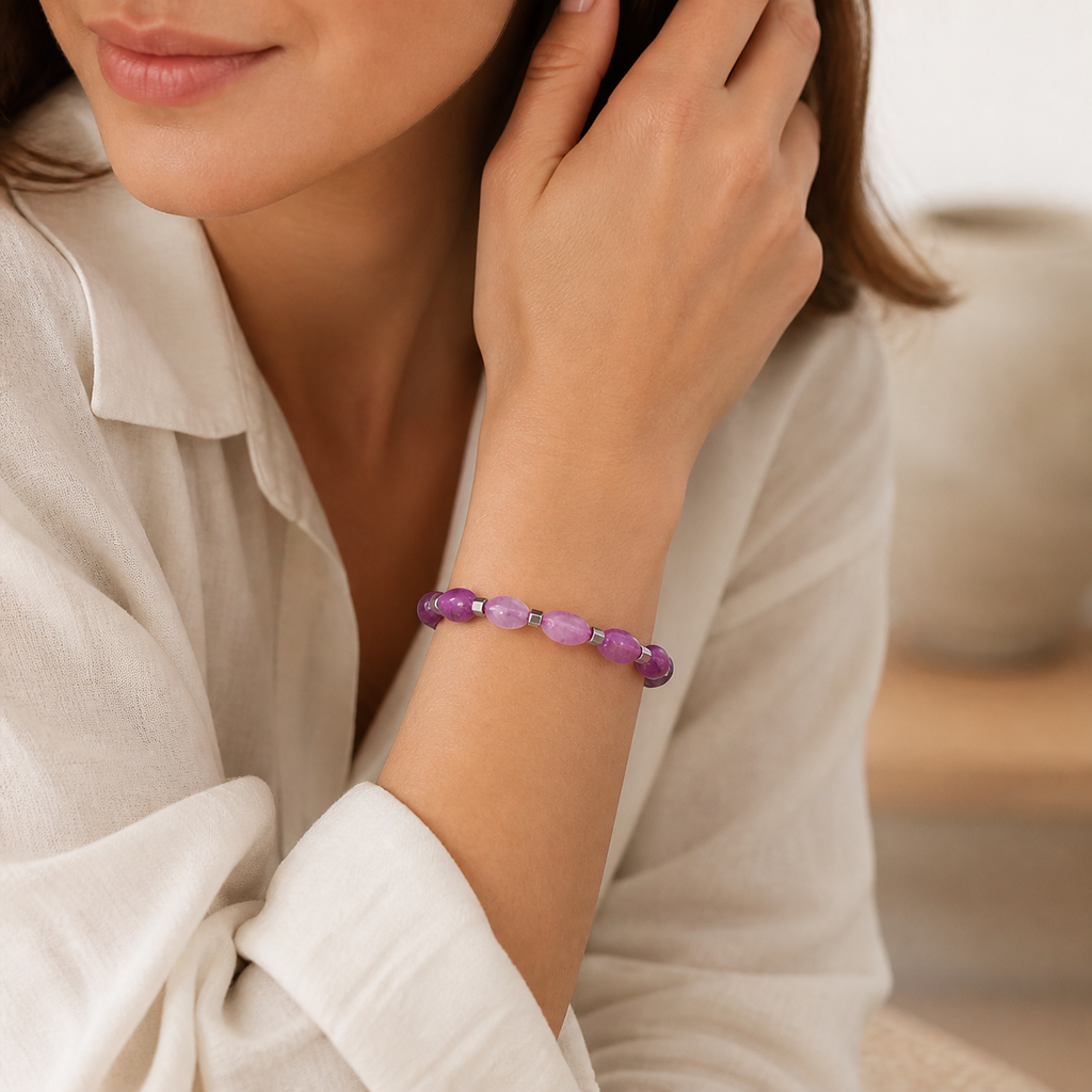 Verstellbares Amethyst Armband mit unregelmäßigen Steinen