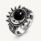 Onyx Ring aus 925er Silber im Sonnenmond-Design