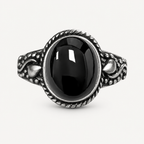 Vintage Onyx Ring aus 925er Silber mit Flechtkranz