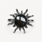 Onyx Ring aus 925er Silber im Sonnen-Design