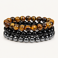 Tigerauge Onyx Hämatit Armband Set