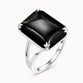 Onyx Ring aus 925er Silber mit rautenförmigem Cabochon