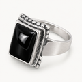 Onyx Siegelring aus massivem 925er Silber mit rechteckigem Cabochon