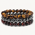 Tigerauge Hämatit Armband Set mit rotem Tigerauge