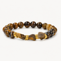 Tigerauge Perlenarmband mit drei Rohsteinen
