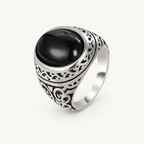 Vintage Onyx Ring aus 925er Silber mit durchbrochenem Muster